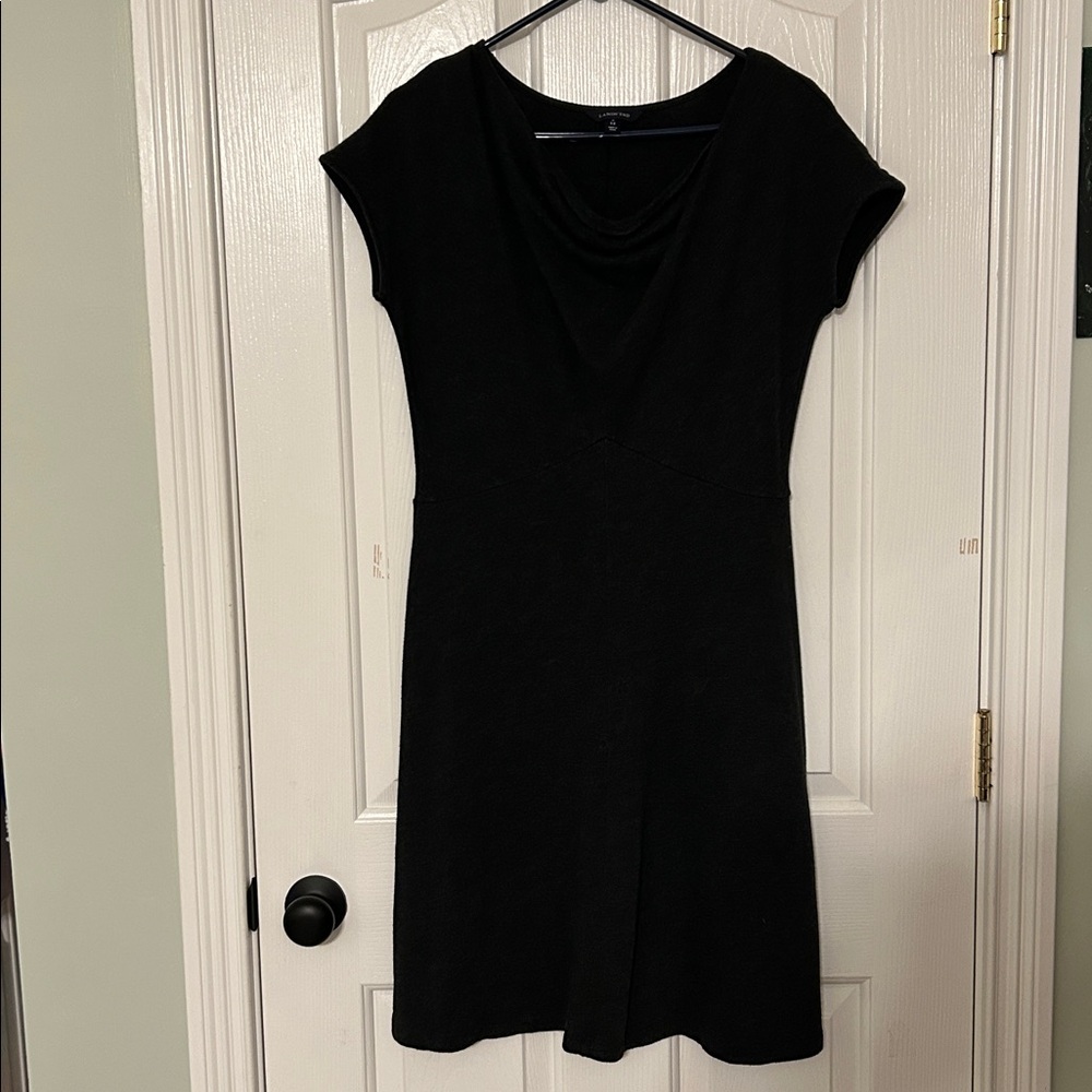 Lands’ End Dark Gray Cowl‑Neck Sweater Dress – Women’s Small, Excellent Conditio